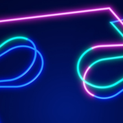 Imagem abstrata num fundo azul com linhas coloridas para ilustrar o conceito de collabs